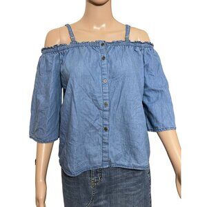 Casual Blue Off-Shoulder Blouse